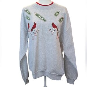 Vintage Crewneck Cardinal Christmas Sweatshirt. Size Large